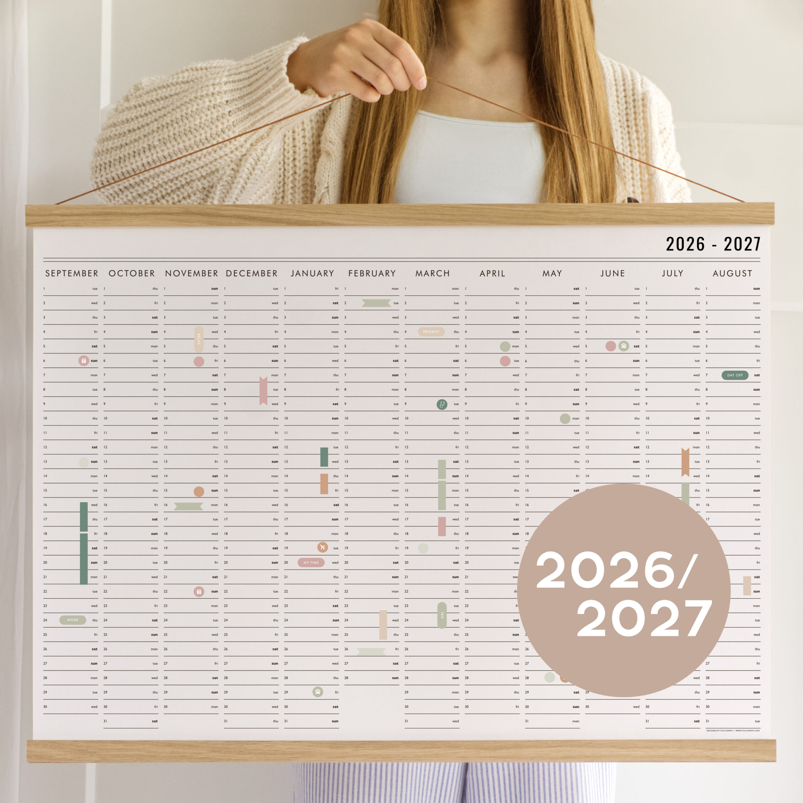 Wall planner with stickers