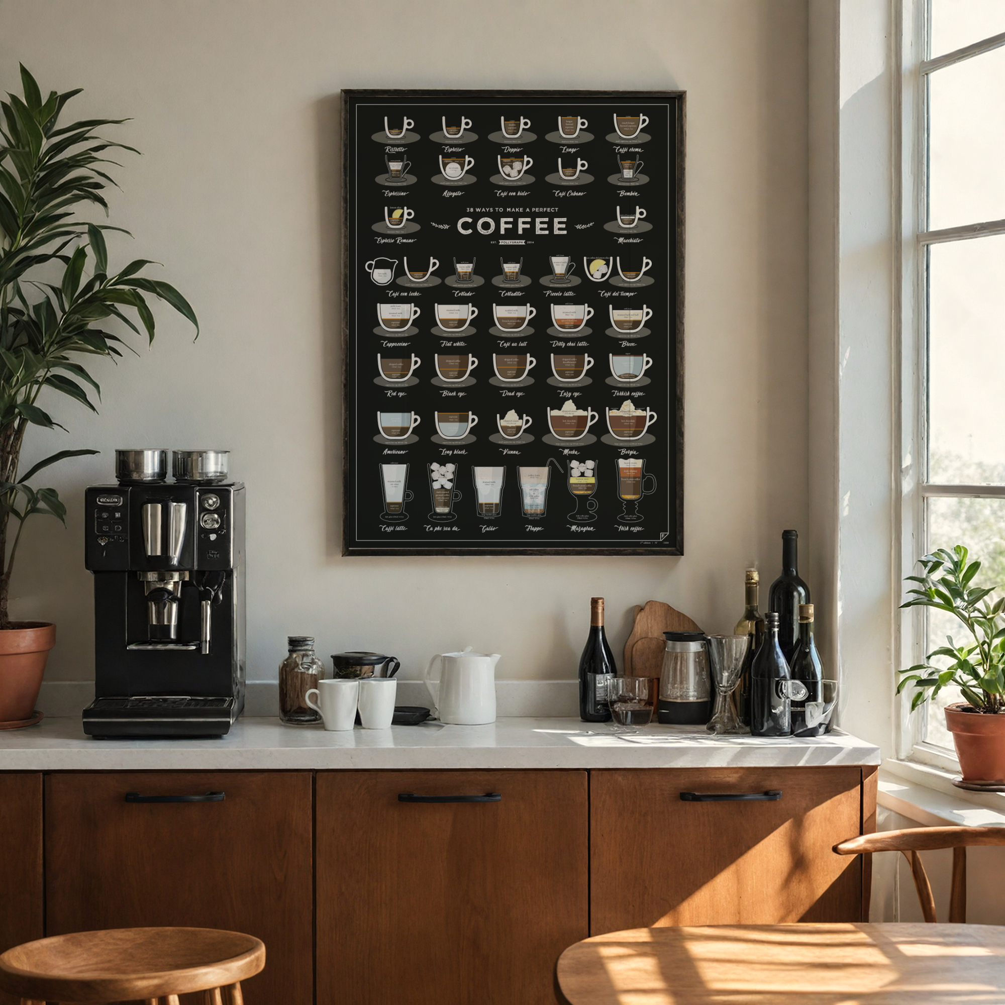 Follygraph poster, chart, infographic, kitchen print, yoga poster, stock market technical analysis, coffee guide, yoga asanas