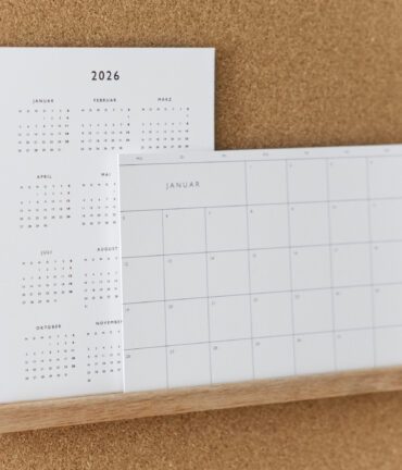 desk calendar 2026 wall planner A5 standing oak stand minimalist monthly calendar follygraph