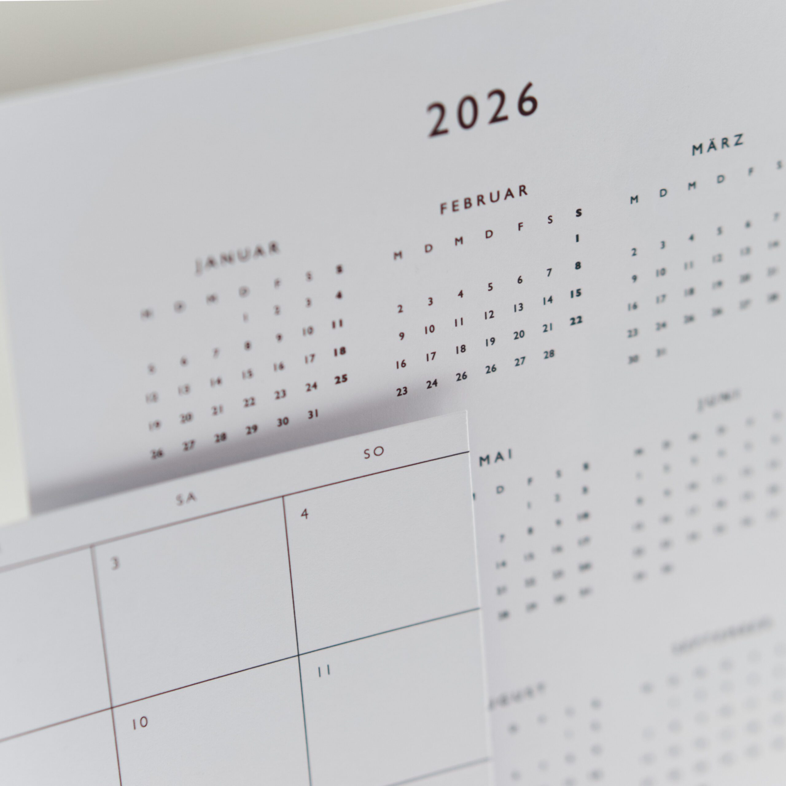 desk calendar 2026 wall planner A5 standing oak stand minimalist monthly calendar follygraph