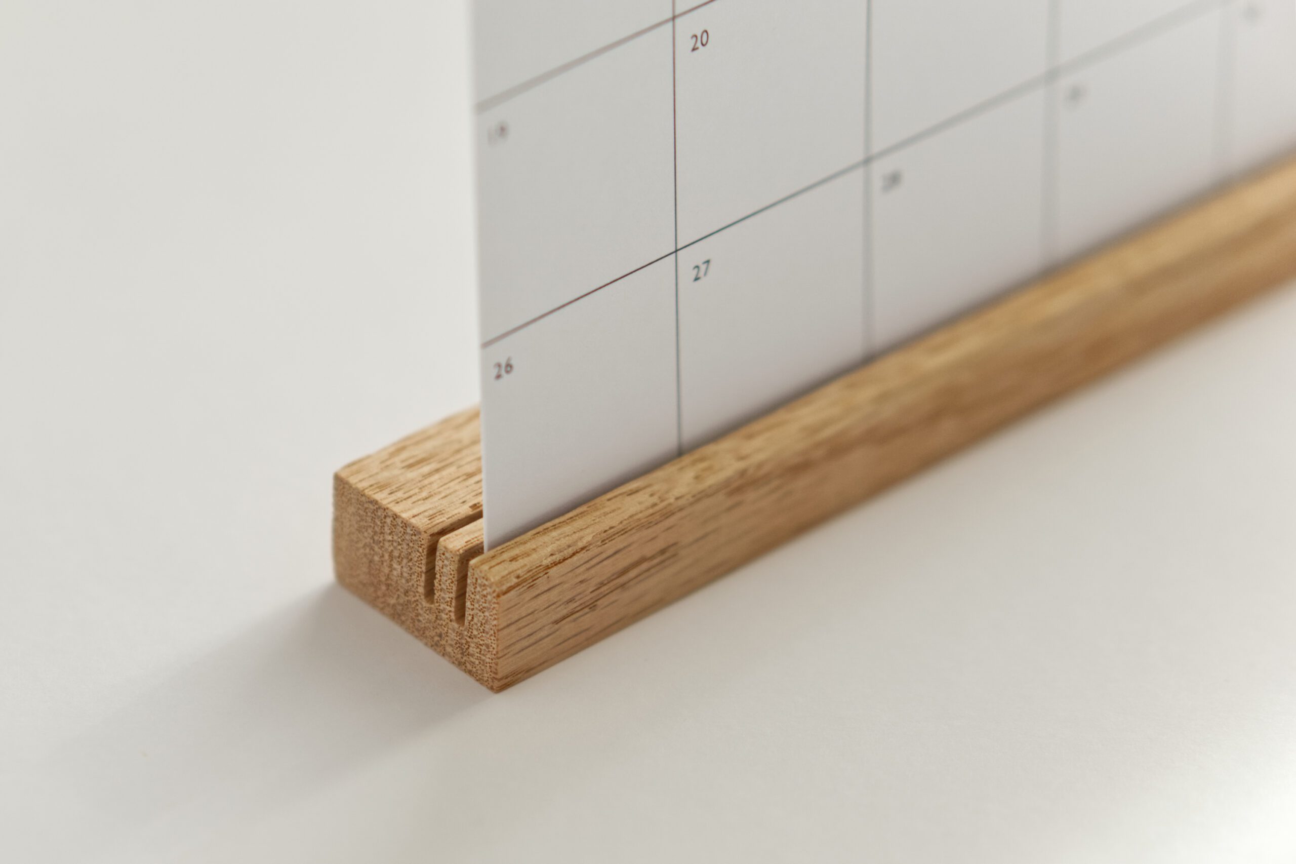 desk calendar 2026 wall planner A5 standing oak stand minimalist monthly calendar follygraph